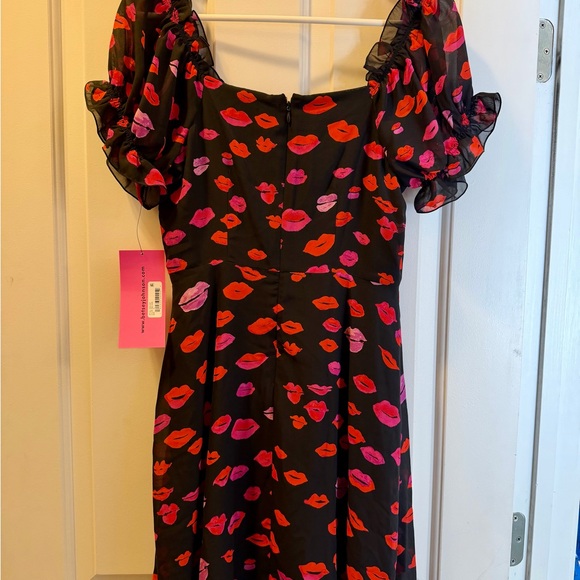 Betsey Johnson Black Dress with Lip Print - Picture 2 of 7